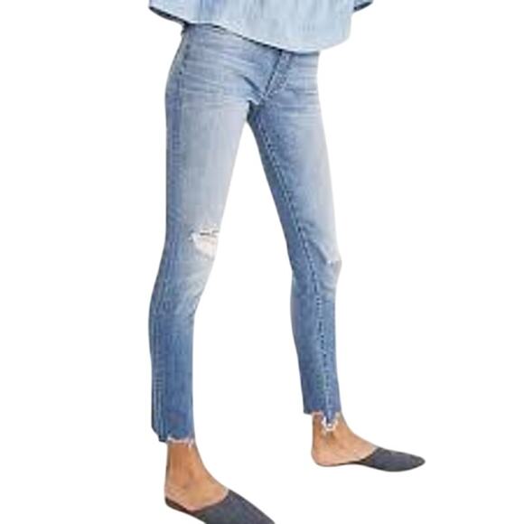 Madewell 9" Mid Rise Skinny Torn Knee Frankie Wash, 26 - Picture 2 of 10
